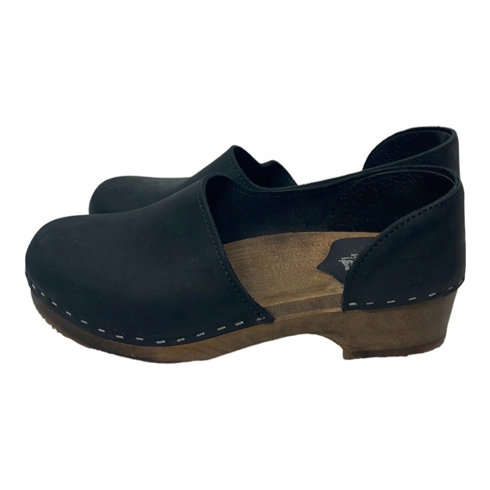 Black Leather Mules